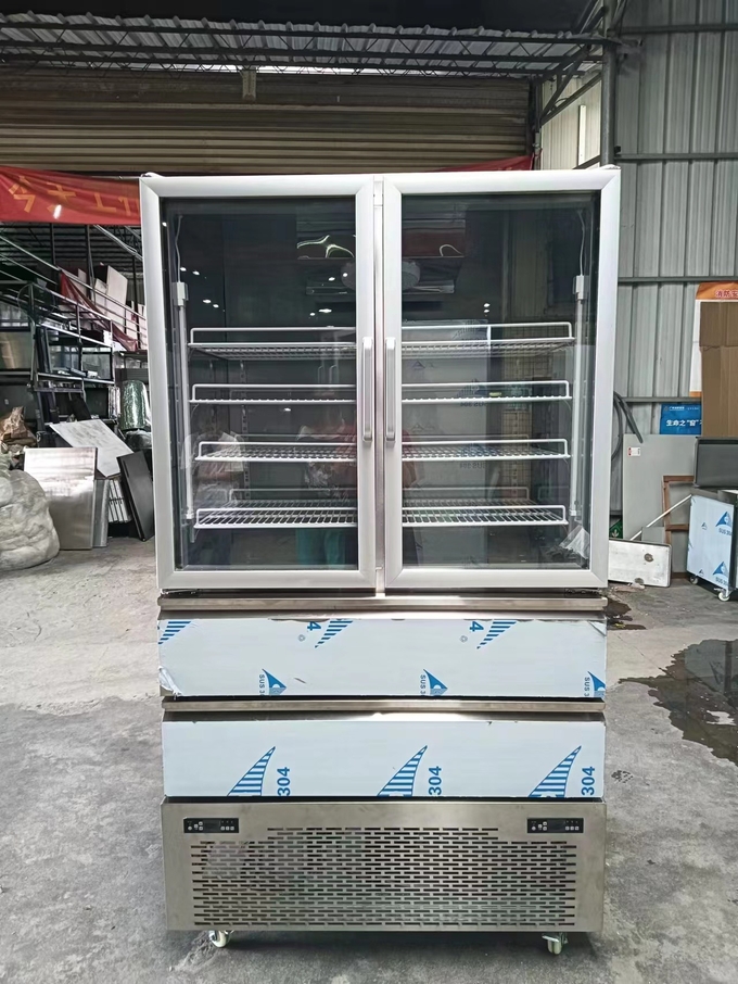 Verticale koelkast 2 glazen deur voor vriezer 2 laden voor koelmachine voor keuken met 110V/60Hz 0