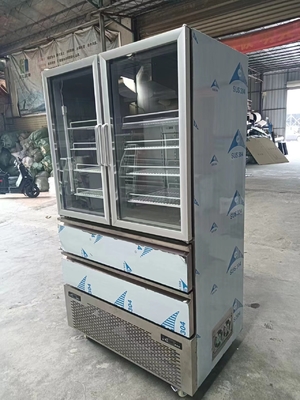 Verticale koelkast 2 glazen deur voor vriezer 2 laden voor koelmachine voor keuken met 110V/60Hz