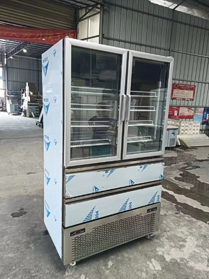 Verticale koelkast 2 glazen deur voor vriezer 2 laden voor koelmachine voor keuken met 110V/60Hz