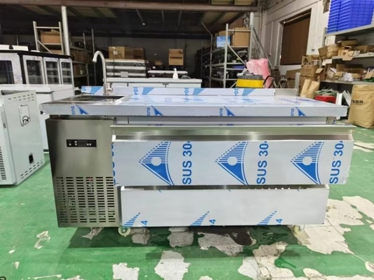 Gepersonaliseerde commerciële koelkast vriezer 60 " Undercounter koelkast w / 2 laden 115v 304 zilver