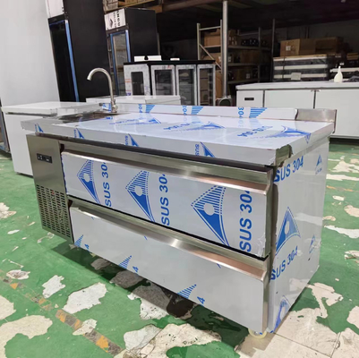 Gepersonaliseerde commerciële koelkast vriezer 60 " Undercounter koelkast w / 2 laden 115v 304 zilver
