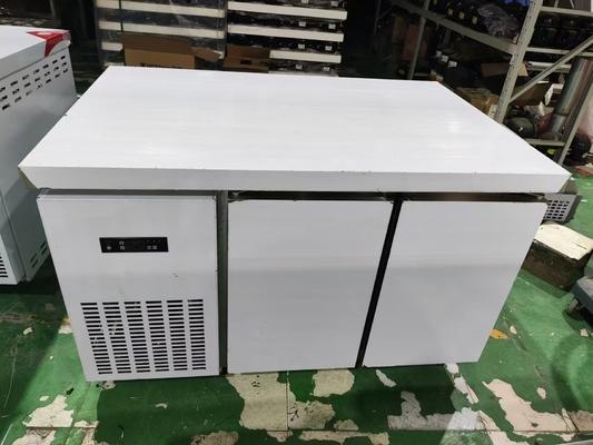 1.2M commerciële onderkant chiller koelkast werkbank voor de keuken Guangzhou fabriek roestvrijstalen werktafel