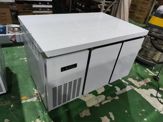 1.2M commerciële onderkant chiller koelkast werkbank voor de keuken Guangzhou fabriek roestvrijstalen werktafel