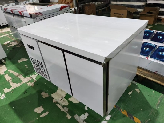 1.2M commerciële onderkant chiller koelkast werkbank voor de keuken Guangzhou fabriek roestvrijstalen werktafel