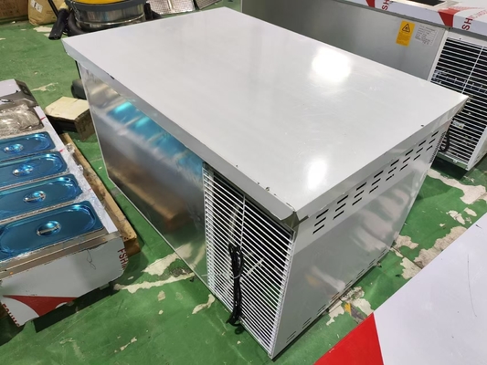 1.2M commerciële onderkant chiller koelkast werkbank voor de keuken Guangzhou fabriek roestvrijstalen werktafel