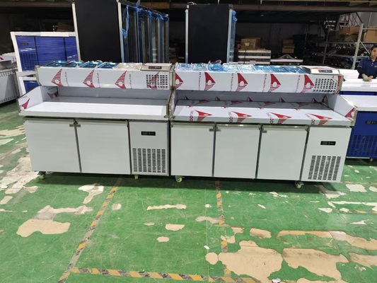 1.8M Salad werktafel 3 deuren onder de toonbank gekoelde pizza bereiding tafel met top display