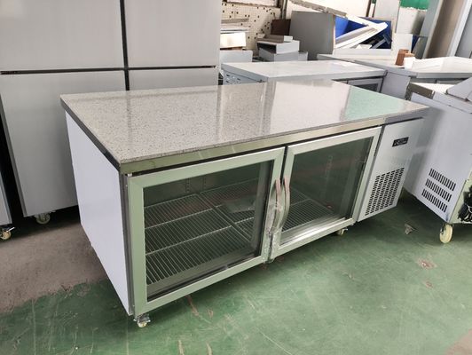 Onder-de-toonbank koelkast voor restaurant commerciële werktafel met glazen deur
