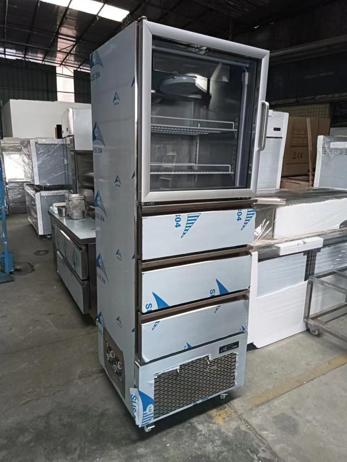 American Upright koelkast met glazen deuren onderladen laden met 110V/60Hz voor keukengebruik 0